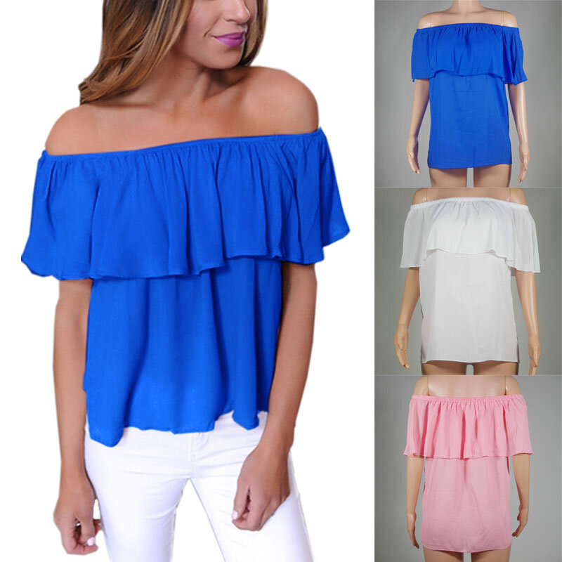 Blusa informal de verano con hombros descubiertos para mujer, camisa con hombros descubiertos para fiesta en la playa y Club