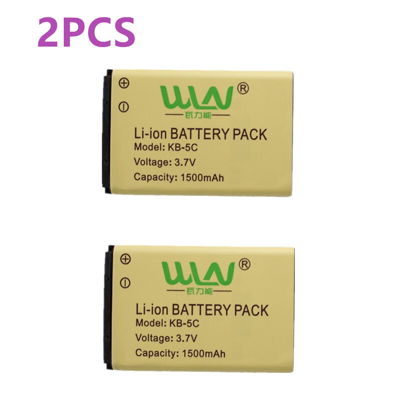 2 pçs 100% original recarregável li-ion bateria para wln KD-C1 rádio em dois sentidos KD-C2 1500mah KB-5C kaili walkie talkie bateria