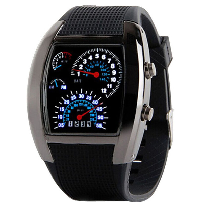 Мужские цифровые часы, красный светодиодный наручные часы, спортивные наручные часы из искусственной кожи, спортивные часы, A7, 2019
