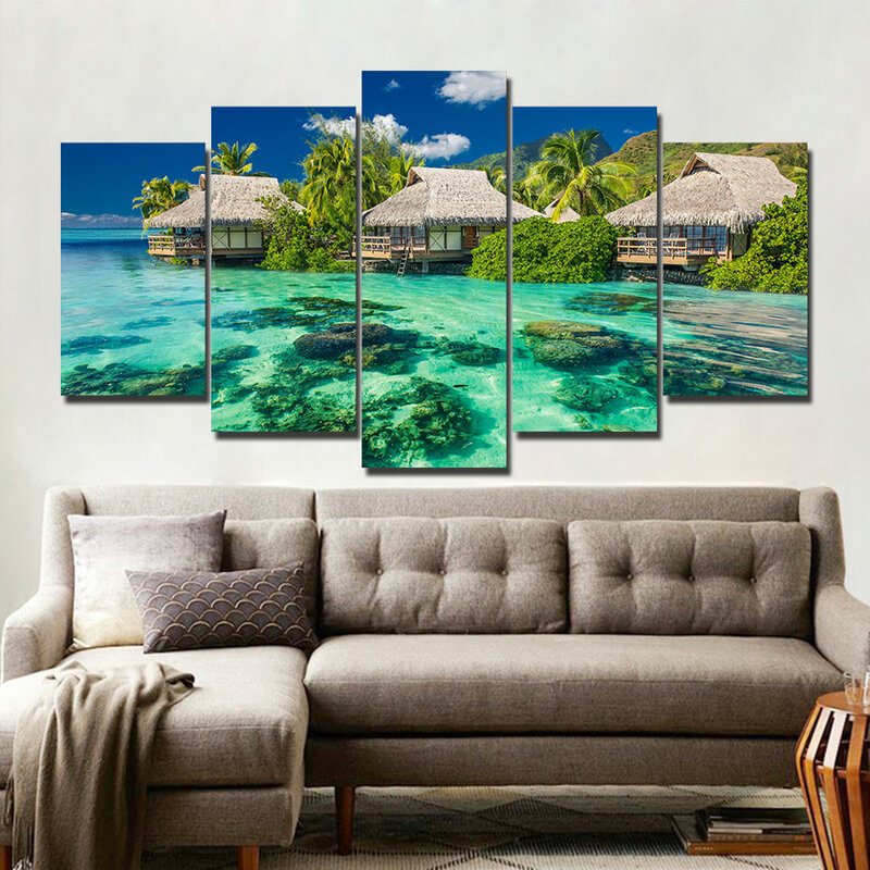Wall Picture home decor Canvas Seascape painting Wall art print 5 panel canvas painting home decor Pictures print