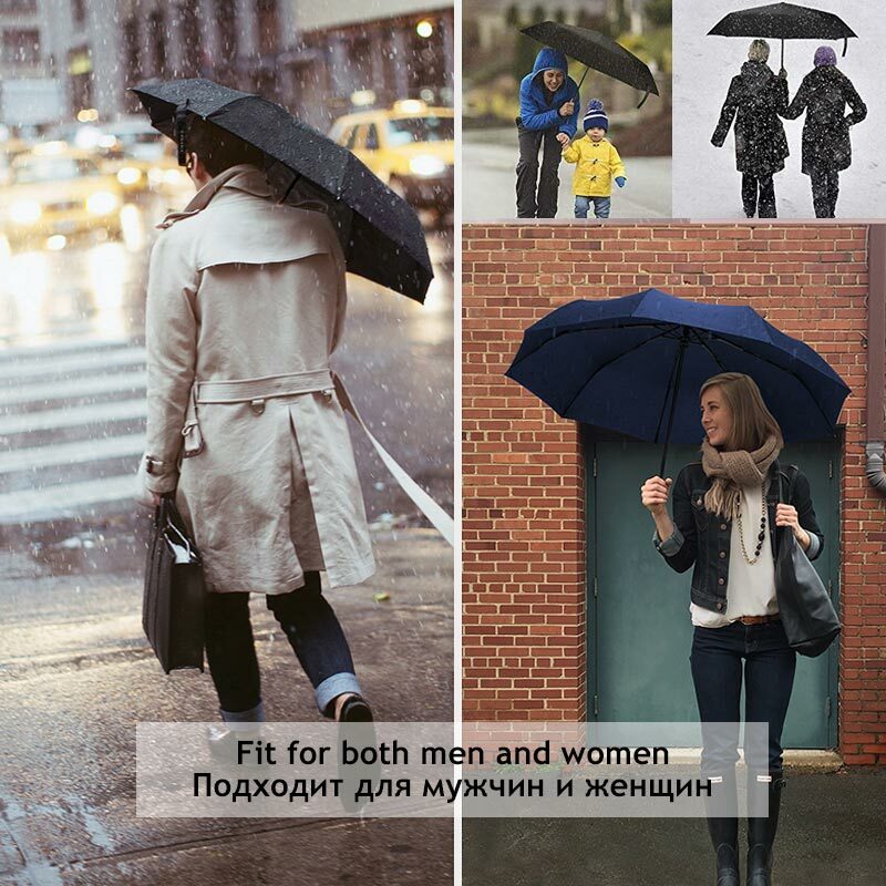 مظلة مقاومة للرياح للنساء والرجال ، أوتوماتيكية بالكامل ، مدمجة ، مثالية للسفر أو السيارة أو العمل ، 3 طبقات ، 10 كيلو
