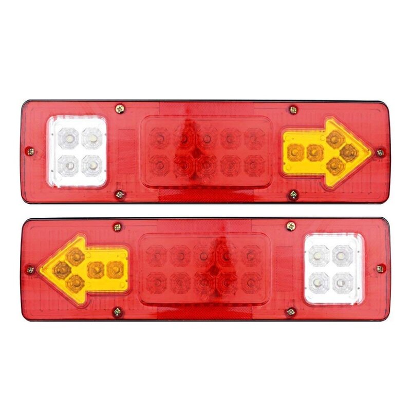 1 paio RV ATV Truck 19 LED rosso bianco-ambra luci posteriori per rimorchio integrate indicatore di direzione lampada da corsa (12V)