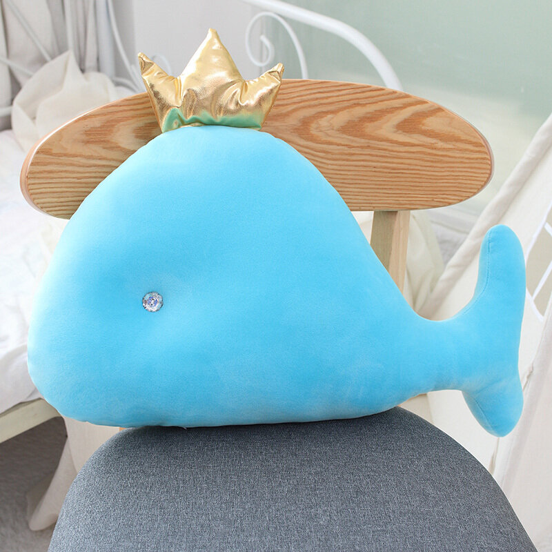 50cm bonito golfinho pelúcia brinquedo macio coroa baleia pelúcia boneca dormir travesseiro brinquedos para crianças presentes de aniversário natal