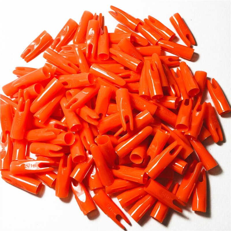 Obadtf – flèches cône Orange pour tir à l'arc, 100 pièces, 5/16 pouces, encoches en plastique pour vêtements d'extérieur, queue en bois de 8mm de diamètre extérieur
