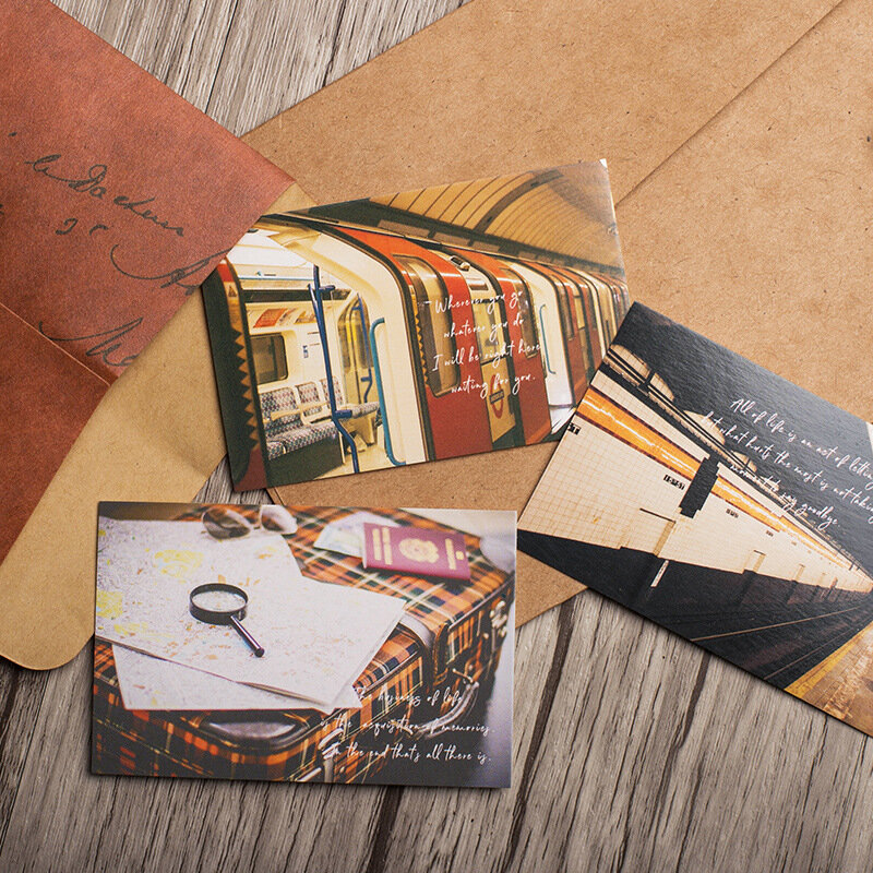 Lot de cartes postales Lomo, carte de vœux, enveloppe de lettre d'anniversaire, cadeau créatif, 28 feuilles/lot
