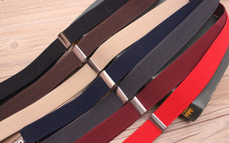 4 clips hook black colored men's suspenders for men 2.5cm women's pants with adjustable suspenders grey coffee black 2.5*100cm