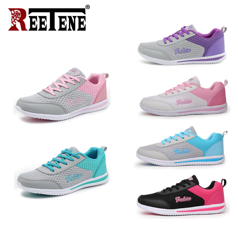 REETENE-zapatillas de deporte de malla transpirable para mujer, zapatos planos a la moda, para exteriores, verano, 2019