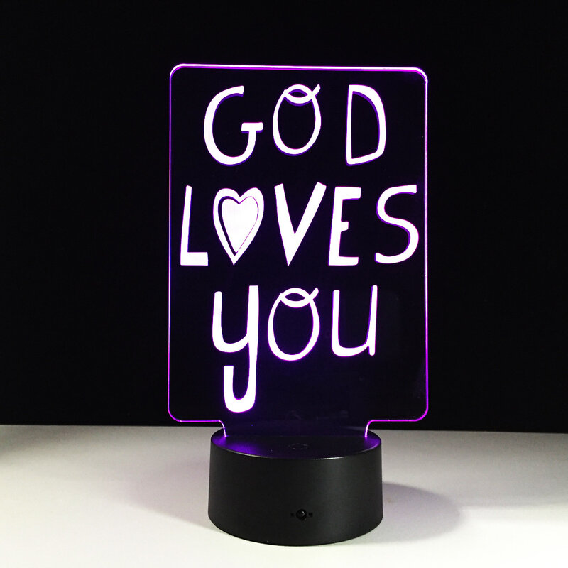 God Loves You Creative 3D Table Lamp 7 Color Change LED Nightlight For Child Gift Home Bedroom Decorations