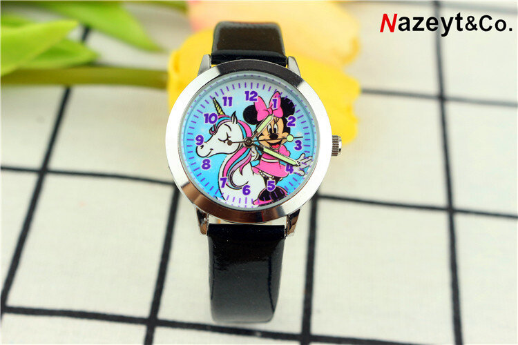 Nowa modna dziecięca kreskówka niebieska powierzchnia górna zegarek uczniowie piękny noctilucent kwarcowy pasek zegarka