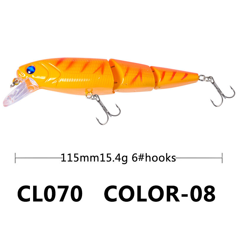 다중 섹션 물고기 플라스틱 민물 바다 미끼 1 개/로드 아시아 미끼, 3D 물고기 눈, 115mm / 15.4g