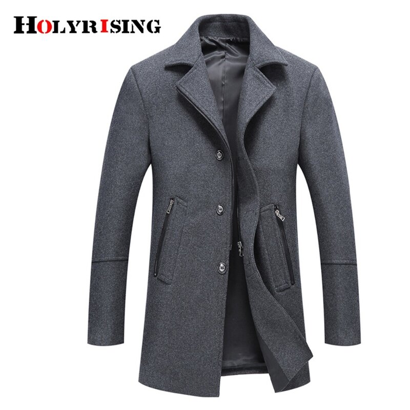 Holyrising-abrigo de mezcla de lana para hombre, vestido de lana con cuello levantado, transpirable, 5 fundas, 18461-5