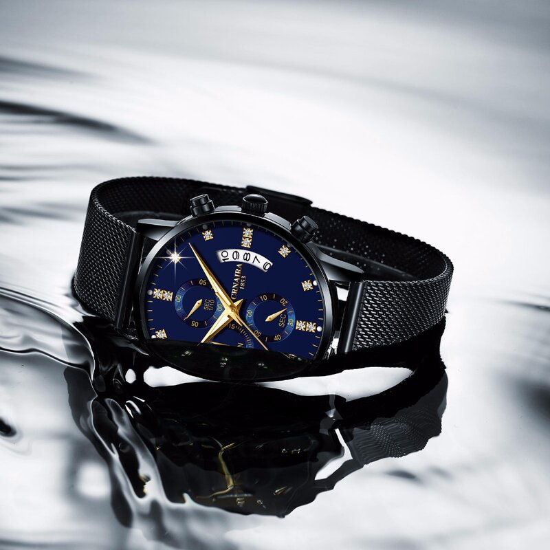Man watching Crnaira brand business waterproof men's watch low-key luxury variety of strap selection relogio masculino