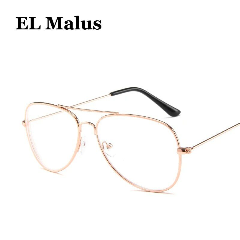 Очки для близорукости для мужчин и женщин EL Malus, металлические, оправа пилот, для студентов, для короткого прицела, розовое золото, черное сер...