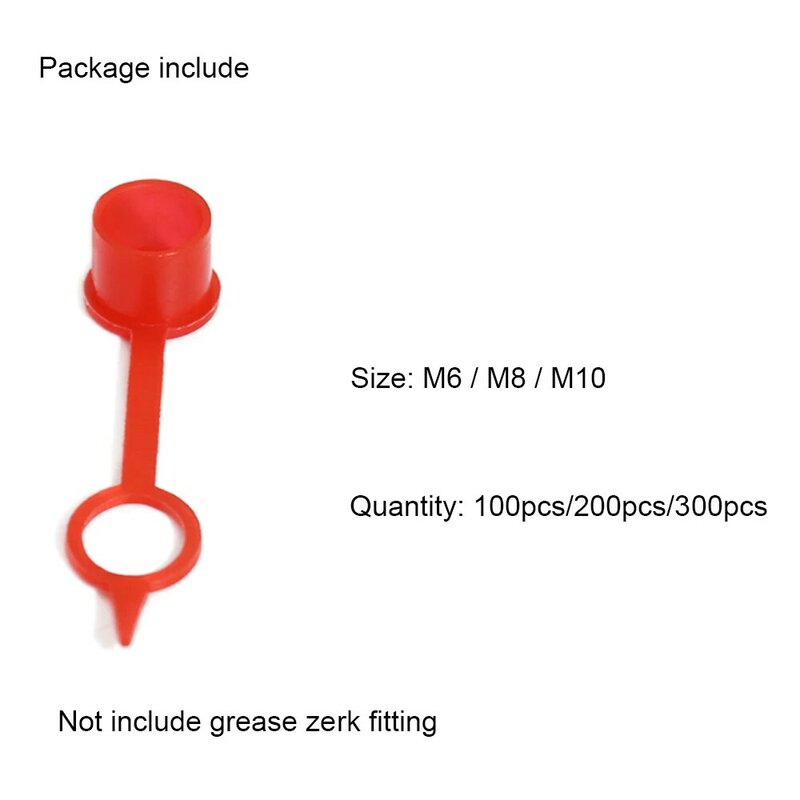 Bouchon anti-poussière en plastique polyéthylène rouge, 100/200/300 pièces, M6, M8, M10, couvercle de Protection anti-poussière pour pistolet à graisse, raccord Zerk