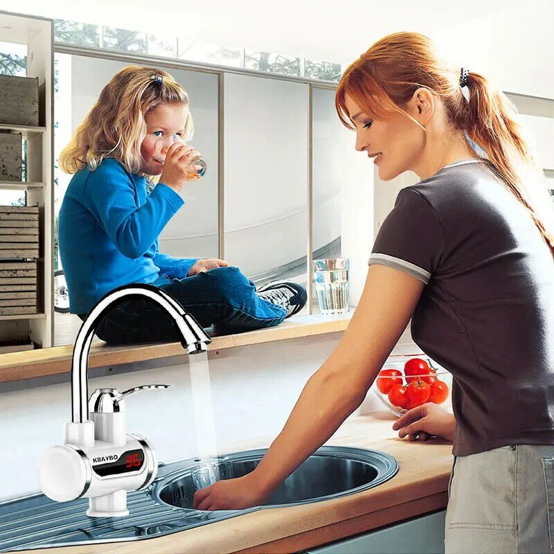 KBAYBO 3000 واط الاتحاد الأوروبي التوصيل سخان مياه كهربي المطبخ سخان فوري جهاز كهربائي لتسخين الماء الساخن البارد المزدوج الاستخدام
