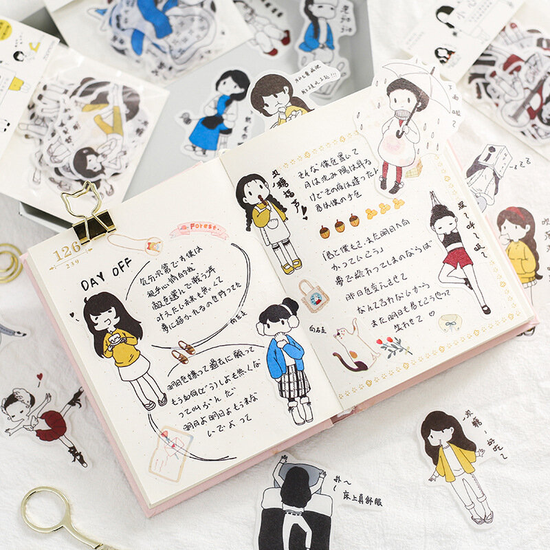 Paquete de pegatinas de papel Washi de villana con base de sal, Material decorativo a mano diario, pegatinas de diario de personajes DIY