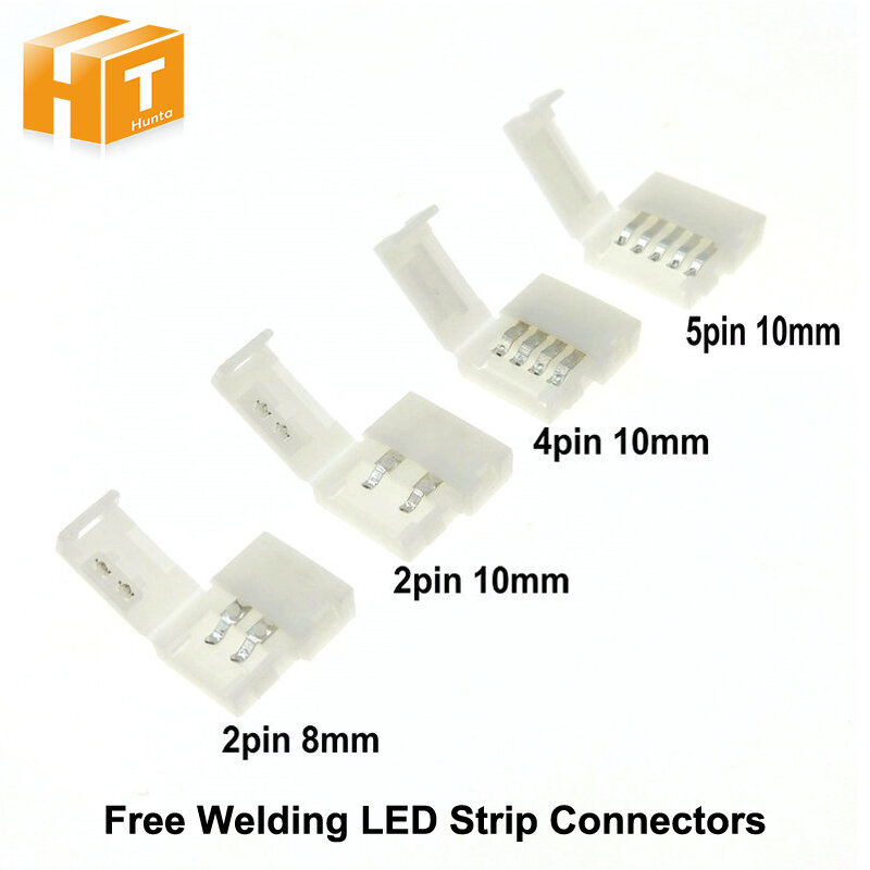 Connecteurs de bande LED 2pin 8mm / 2pin 10mm / 4pin 10mm / 5pin 10mm, connecteur à souder gratuit 5 pièces/lot