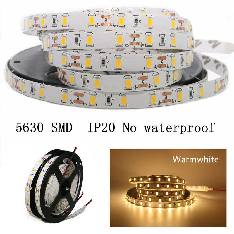 無防水 LED ストリップ 60 LEDs/M DC12V SMD 5630 2835 5050 5054 柔軟な Led ストリングライトリボンテープ家の装飾ランプ