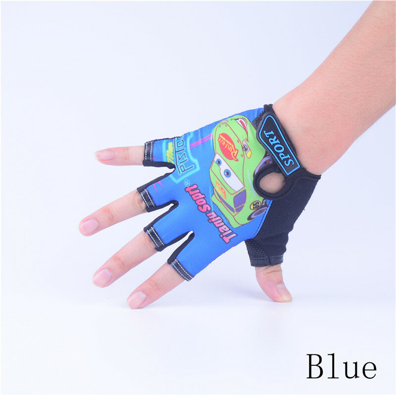 Desoldelos luvas esportivas para crianças, semi-dedos em algodão com estampa de carro, meninos e meninas, luvas sem dedos para atividades ao ar livre 2019