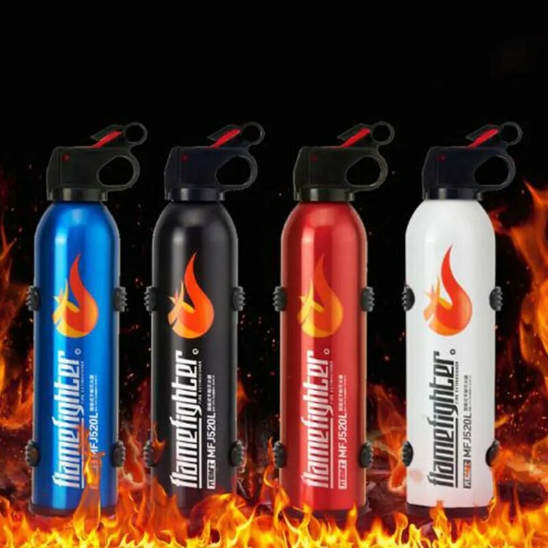 Black Mini Portable Car Fire Extinguisher with Hook Dry Chemical Fire Extinguisher Safety Flame Fighter for Home Office Car
