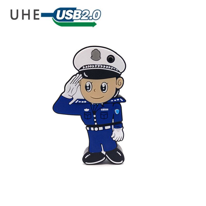 Unidad flash USB, pendrive de dibujos animados, modelo policial, 32gb, regalo personalizado, 4GB, 8GB, 16GB, 64GB