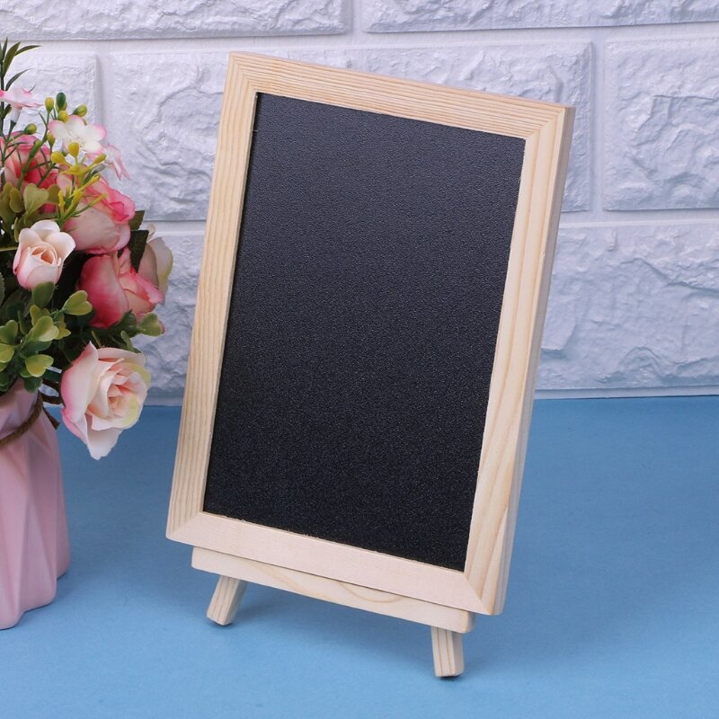 新しい 18 × 13 センチメートル木製卓上黒板両面黒板メッセージボード子供子供書き込み黒ボードおもちゃ