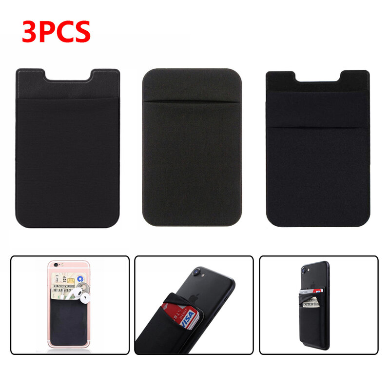 3pcs/pack Elastic Stretch Lycra Adhesive Lycra Credit Card Holder Wallet for Cell Phone Black Sticker ID Holder Card Sleeve #30