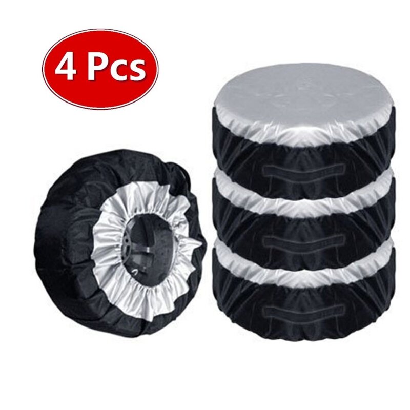 4PCS Tire Cover Case Winter and Summer Car Spare Tire Cover Storage Bags Carry Tote Polyester Tire Wheel Protection Covers