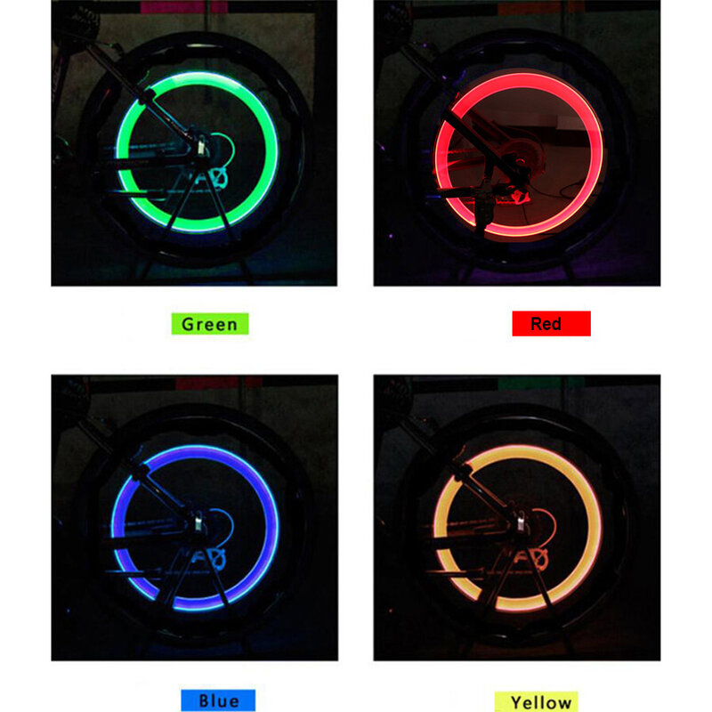 Luce per bici senza batteria luci per biciclette per bici da strada di montagna LED tappi per valvole per pneumatici raggi per ruote luce a LED BL0157