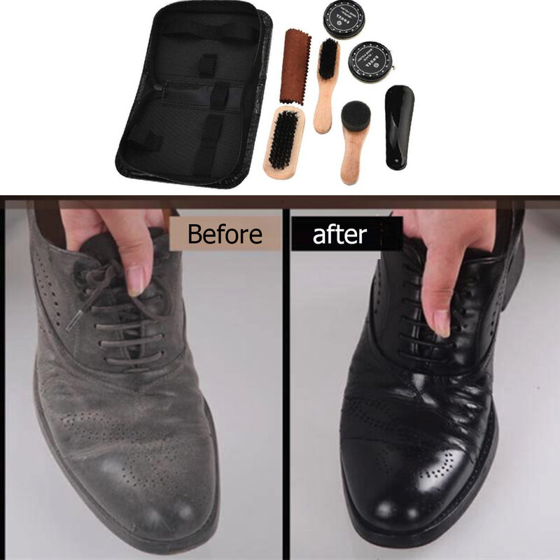8 Pcs spazzole lucide lucide Kit scatola cilindro strumento per la cura delle scarpe spazzola per scarpe Set di spazzole in legno professionale accessori per la pulizia della casa
