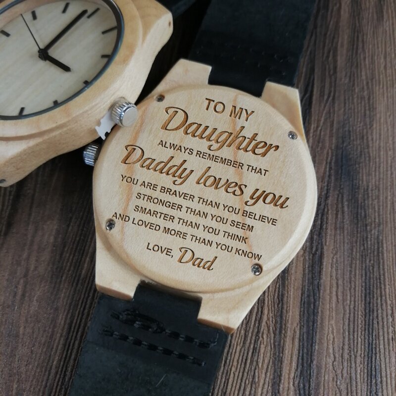 Zu Meinem Tochter-Gravierte Holz Uhr Frauen Uhr Japan Automatische Quarz Uhren Mädchen Handgelenk Ahorn Holz Uhr Geschenke