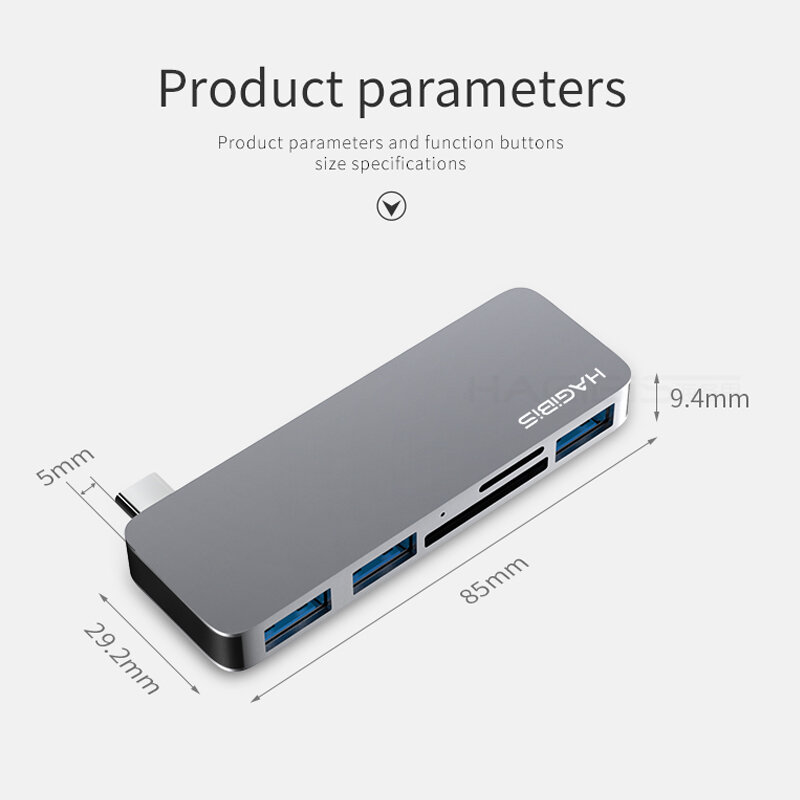 USB C Hub 5 In 1 C ประเภท SD/TF Card Reader USB 3.1 HUB อะแดปเตอร์ความเร็วสูงสำหรับ MacBook Air Pro Huawei Xiaomi Samsung