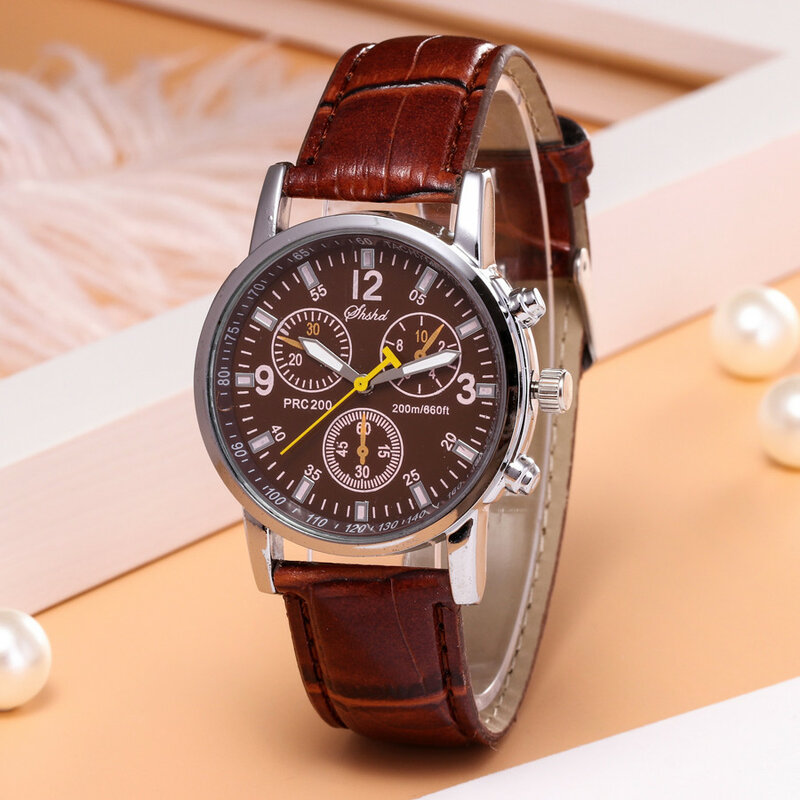 2019 Watch Man Blue-ray glass quartz simulates wrist epidermal Leather Strap watch Luxury Brand Retro Design Relogios Masculino