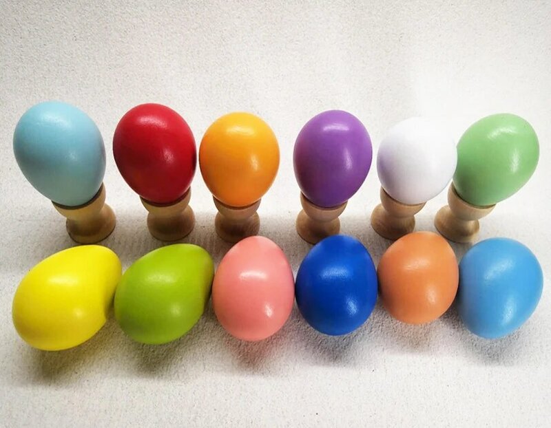 Children Rainbow Wooden Eggs Painting DIY Toy Wooden Easter Eggs Doodle Handmade Arts and Craft Educational Toy Kindergarten