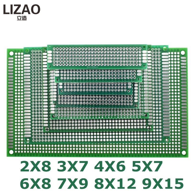 9x15 8x12 7x9 6x8 5x7 4x6 3x7 2x8 cm Double Side Prototype Diy Universal Printed Circuit PCB Board Protoboard Voor Arduino