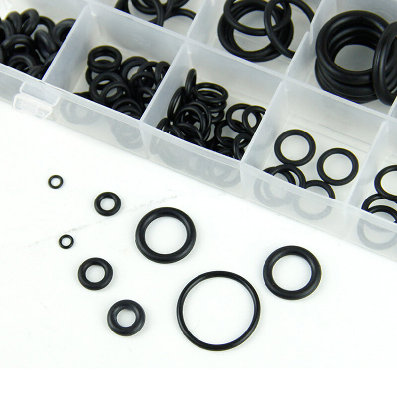 225 sztuk/partia o-ring Repair Box zestaw pierścieni o-ring z czarna guma pierścień odporność na olej odporność na zużycie i bardzo elastyczny czarna guma