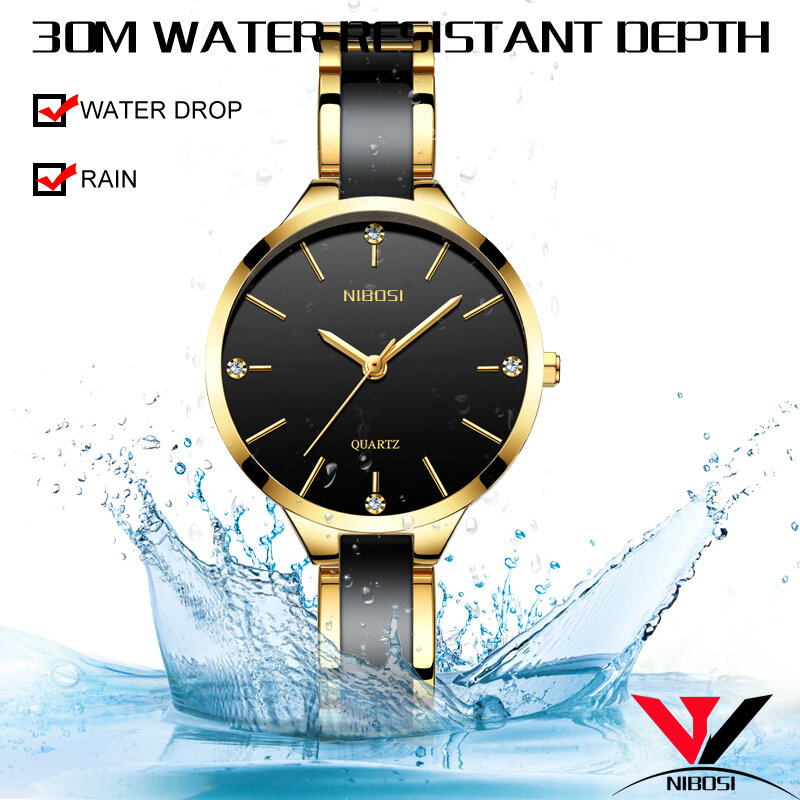 Женские наручные часы NIBOSI, часы-браслет, женские наручные часы, женские водонепроницаемые Модные Повседневные часы с кристаллическим циферблатом, розовое золото