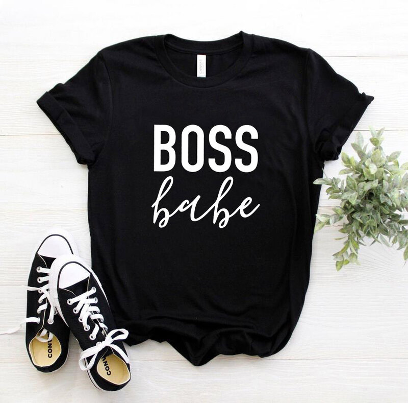 Boss lady-Camiseta con estampado de letras para bebé para mujer, camiseta divertida informal de algodón para mujer, camiseta Hipster Tumblr, Z-908