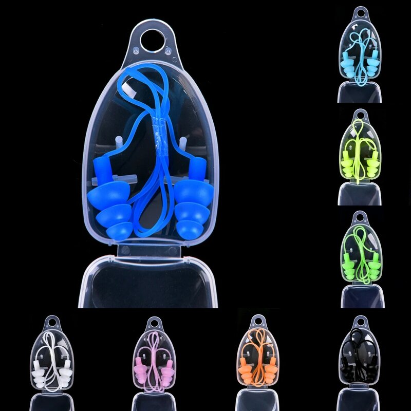 8色ユニバーサルソフトシリコーン水泳耳栓プールアクセサリーウォータースポーツ水泳耳栓1ペア