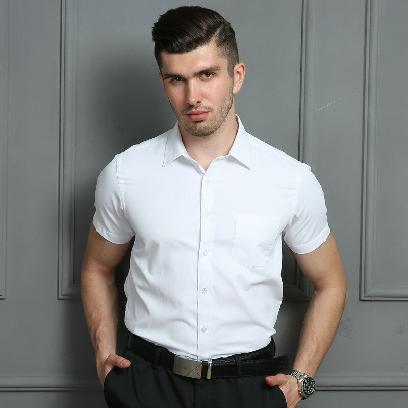 قميص رجالي فستان كاجوال بأكمام قصيرة أبيض أزرق وردي أسود ذكر منتظم مناسب قميص للرجال قمصان اجتماعية 4XL 5XL 6XL 7XL 8XL
