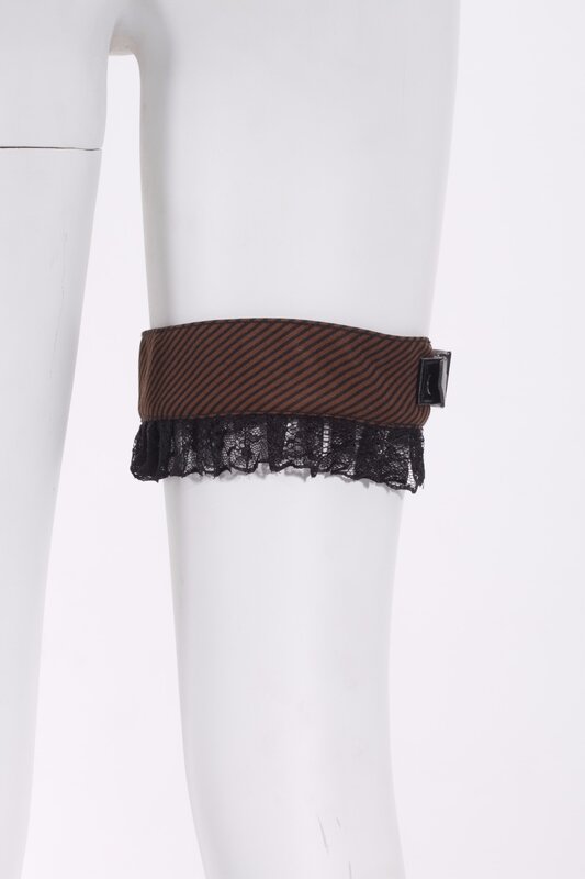 RQ Series Gothic Ladies Single Leg Ring Coffee Leather Vervel Free Size Black Lace Leg Ring With Buckle Only One Piece