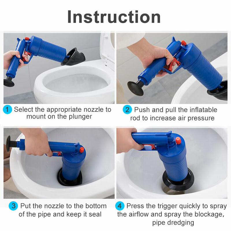 Atuador da tubulação desbloqueador de drenagem de ar de alta pressão blaster atuadores pneumáticos para toalete chuveiro pia piso dreno bloqueio ferramenta