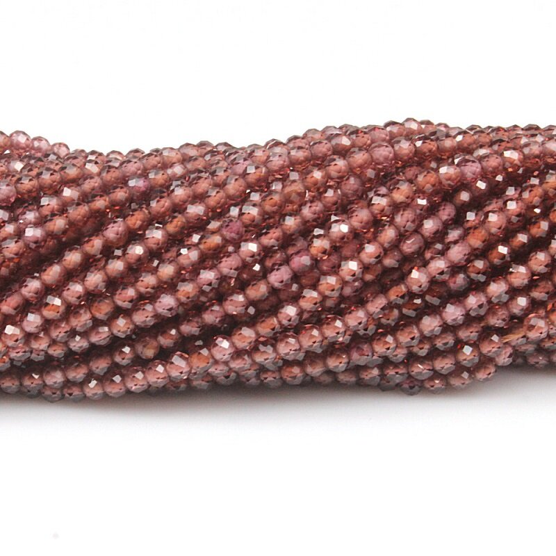 2mm 3mm Natural Champagne Garnet Stone Round Faceted Gemstone Loose Beads DIY Accessories for Jewelry Necklace Bracelet Making