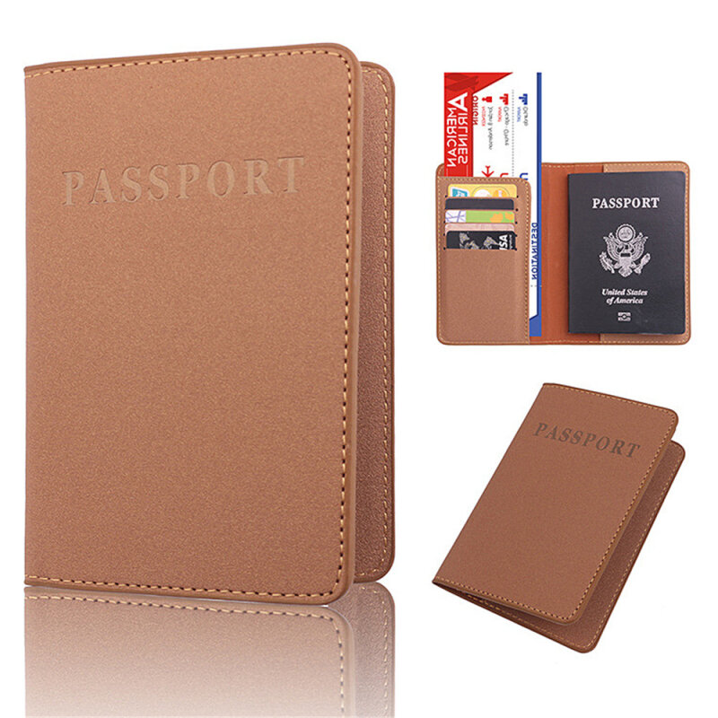 حافظة جواز سفر للنساء والرجال Pu حافظة بطاقات جلدية حافظة جواز سفر ناعمة