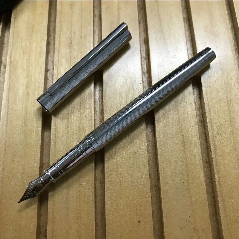 Jinhao 126 caneta fonte prateada com capuz, para executivo, fino, com capuz