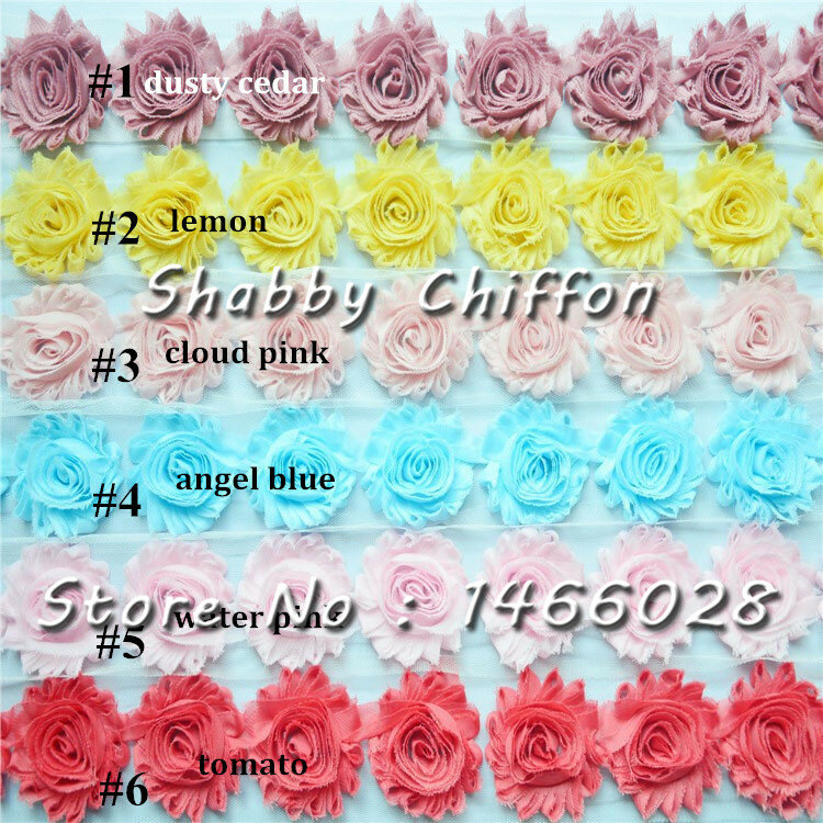 ePacket  60 yards /lot ,  2.5inch chiffon shabby  flowers  , chiffon flowers  108 colors for choose