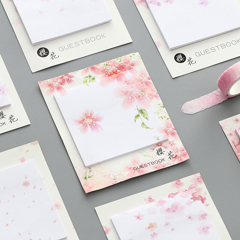 أزهار الكرز على الطريقة اليابانية الجميلة ملاحظات لاصقة قابلة للتلف ساكورا مذكرة الوسادة