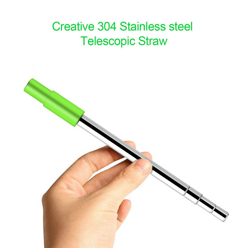 Detachable Stainless Steel Telescopic Drinking Straw Travel Straw with Brush, Case and Silicon Tip (Pack-2)