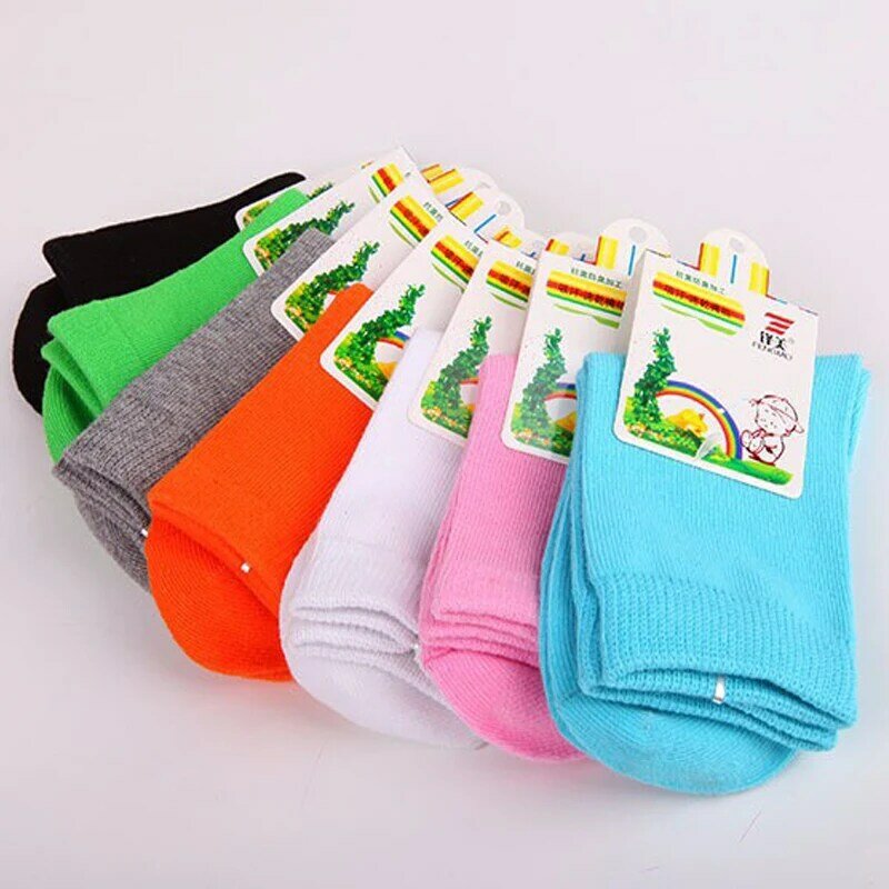 4 pares de meias infantis primavera outono cor doce meias de algodão com meninos meias para crianças 1-9 anos
