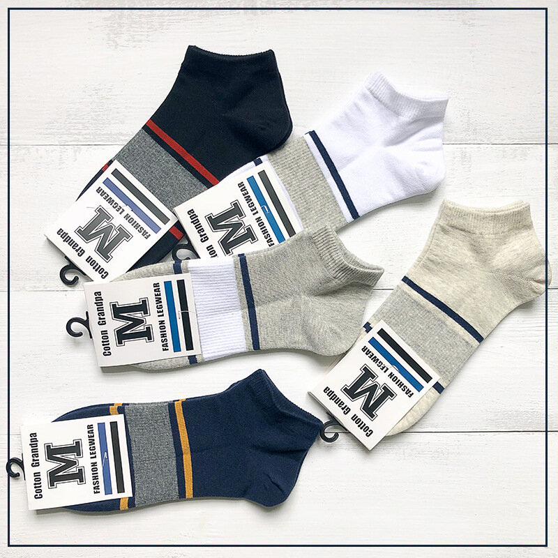 Margote Store Men's Stitching Color Short Tube Cotton Socks Low To Help short Sports Boat Socks Men's Short Socks